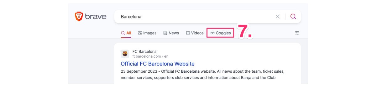 Brave Search Goggles Functionality
