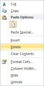 How to delete columns in excel