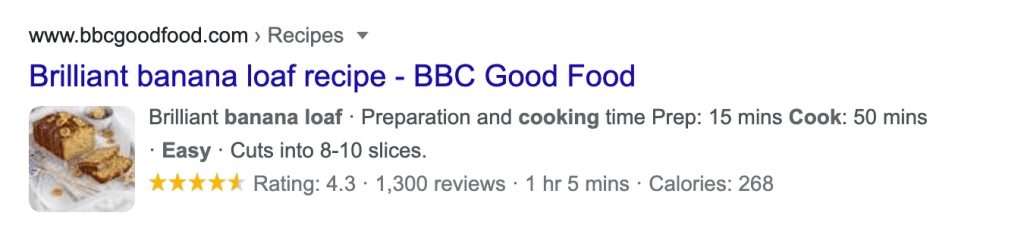 google, banana loaf recipe search results.