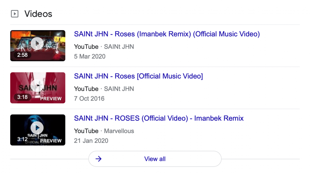 long tail keywords video results