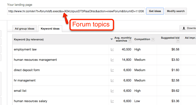 forums in kw planner