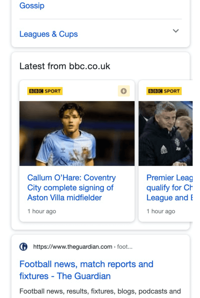 AMP highlight in SERP