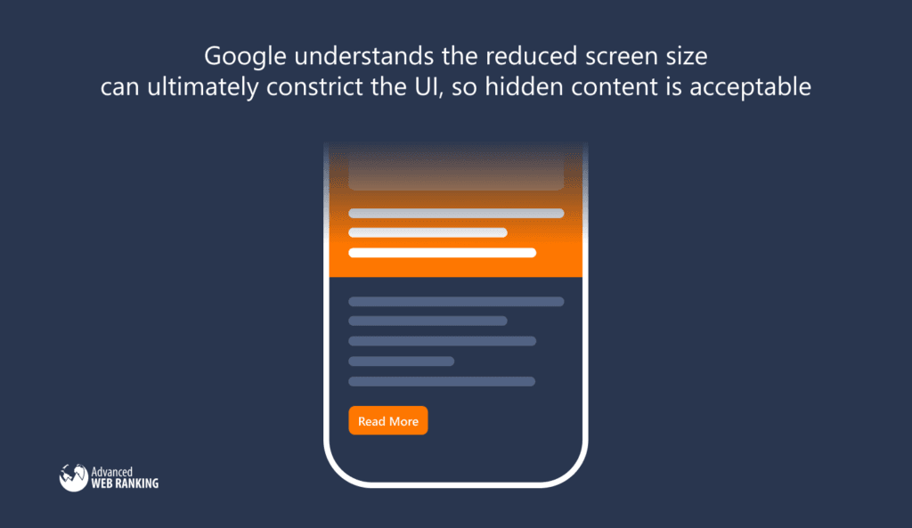 Graphic showing a read more button on a mobile site