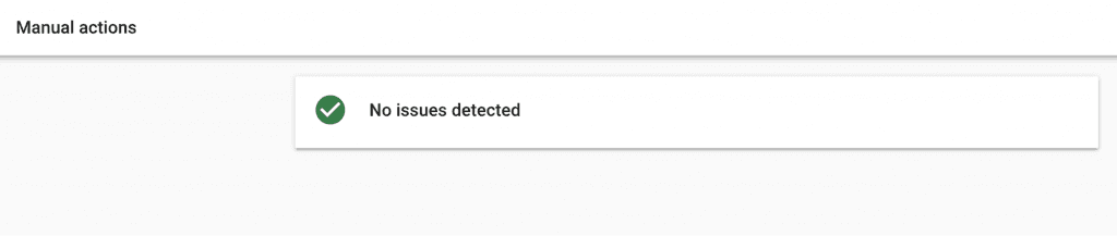Screenshot from GSC showing the Manual actions report when no messages are available.