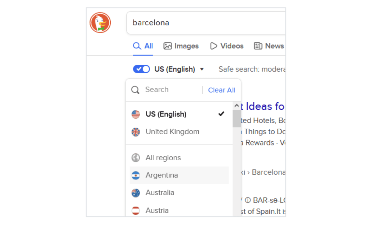 DuckDuckGo location 