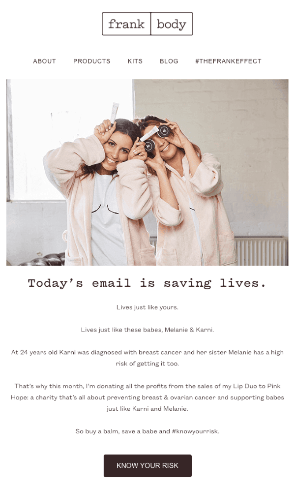 frank body, email template.