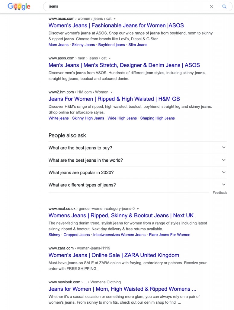 long-tail-keywords-jeans-serp