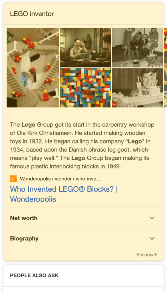 Paragraph Featured Snippet search result on a mobiledevice