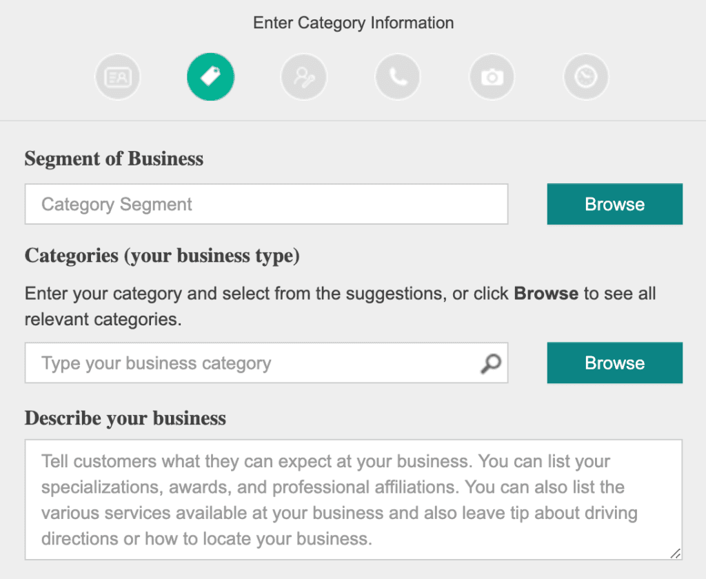 local seo, bing places, category