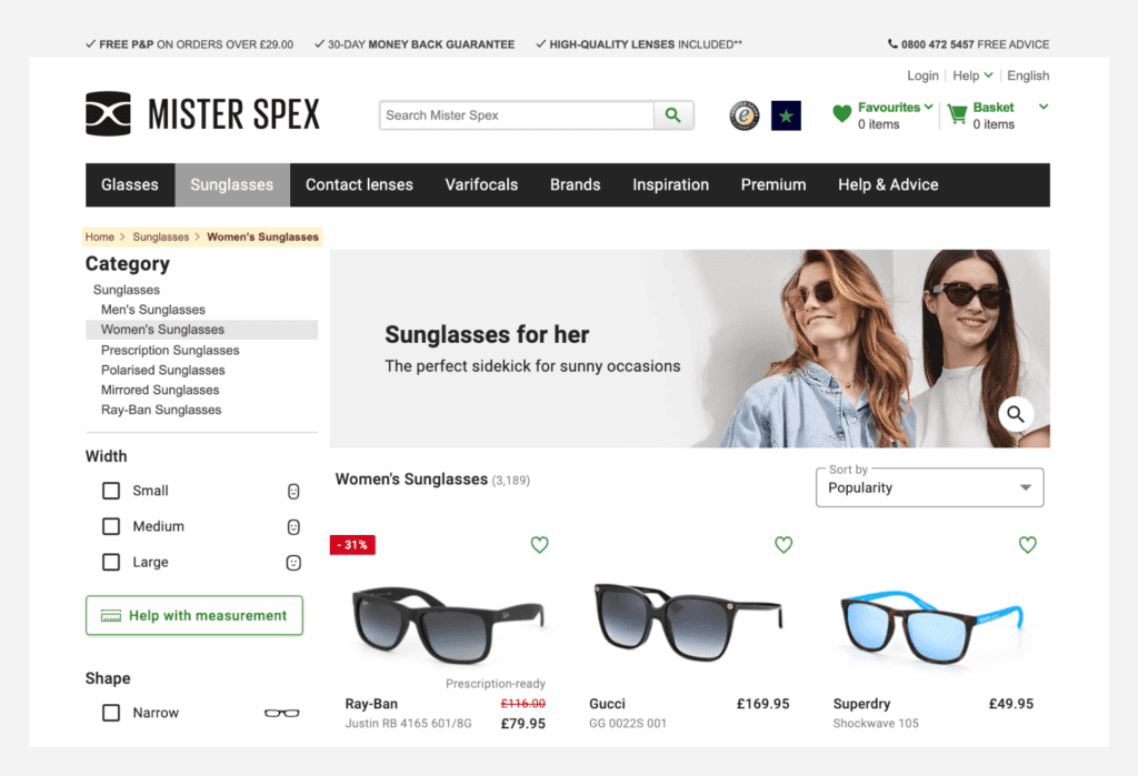 Screenshot of breadcrumbs navigation for an ecommerce website.