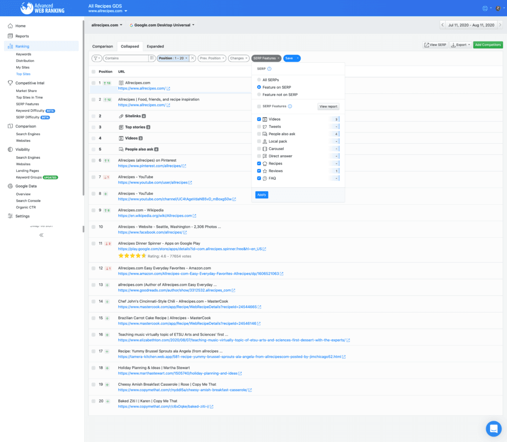 Rich snippets in advanced web ranking