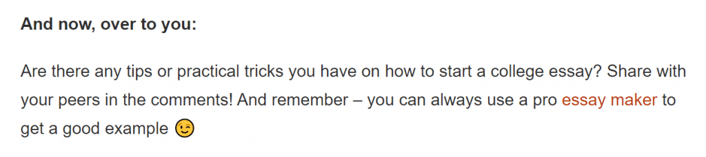 Article call to action example