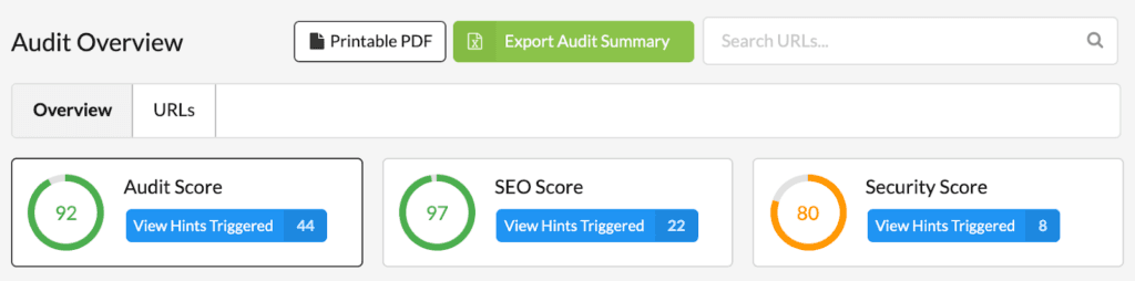 Sitebulb health scores