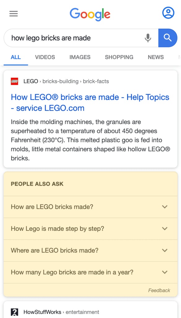 People Also Ask search result on a mobile device