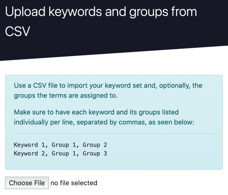 Screenshot showing how to import keywords in bulk in Advanced Web Ranking.