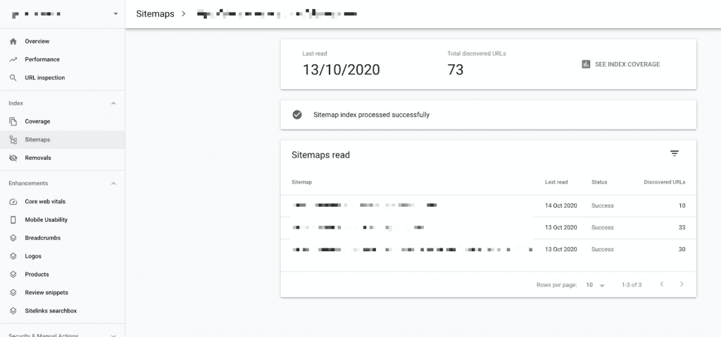 Screenshot showing how to validate URL fixes in Google Search Console.