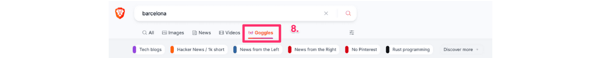 Brave Search Goggles Functionality