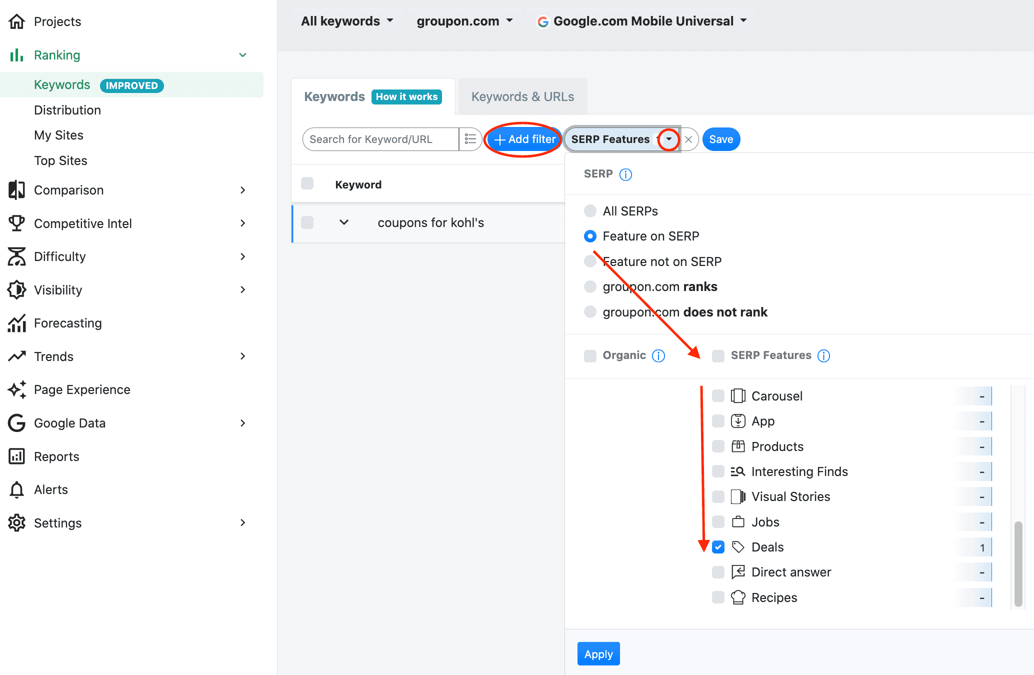 Advanced Web Ranking, Google Mobile Deals