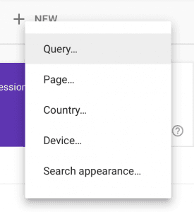 Screenshot showing how to filter the GSC performance report by query.