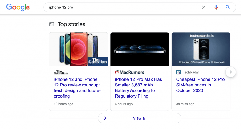 google, iphone 12 pro image search results.
