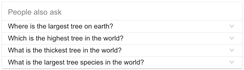 people also ask, google search results. 