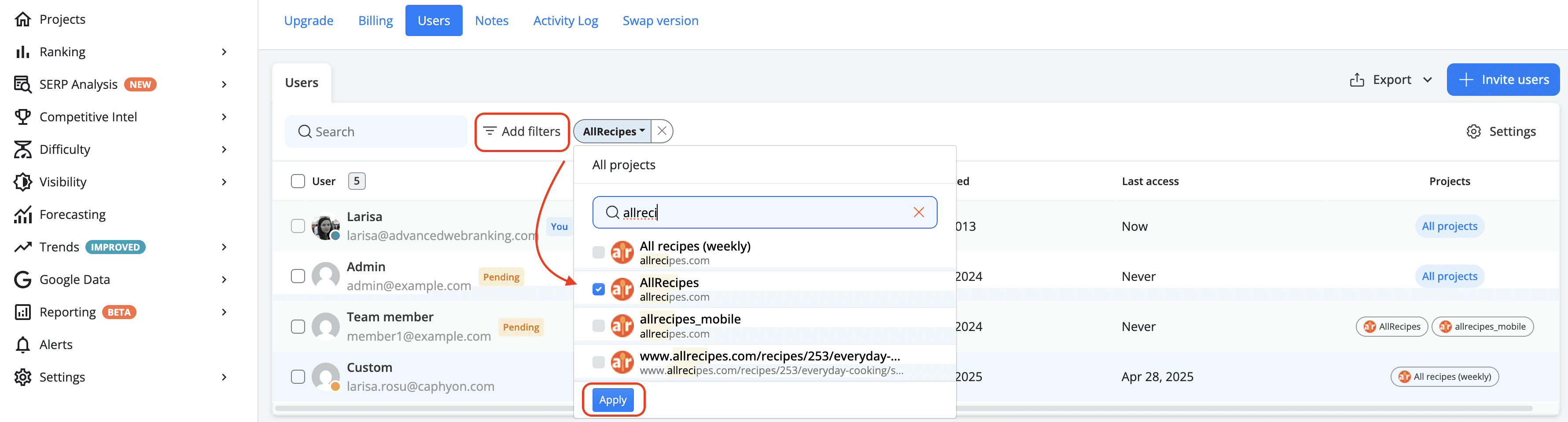 filter-users-by-assigned-projects-in-advanced-web-ranking