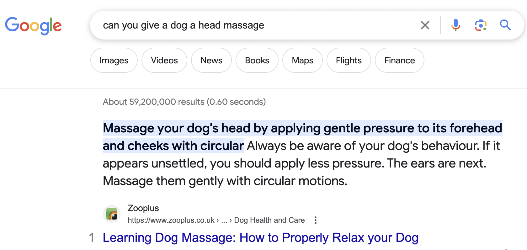 Google SERP results