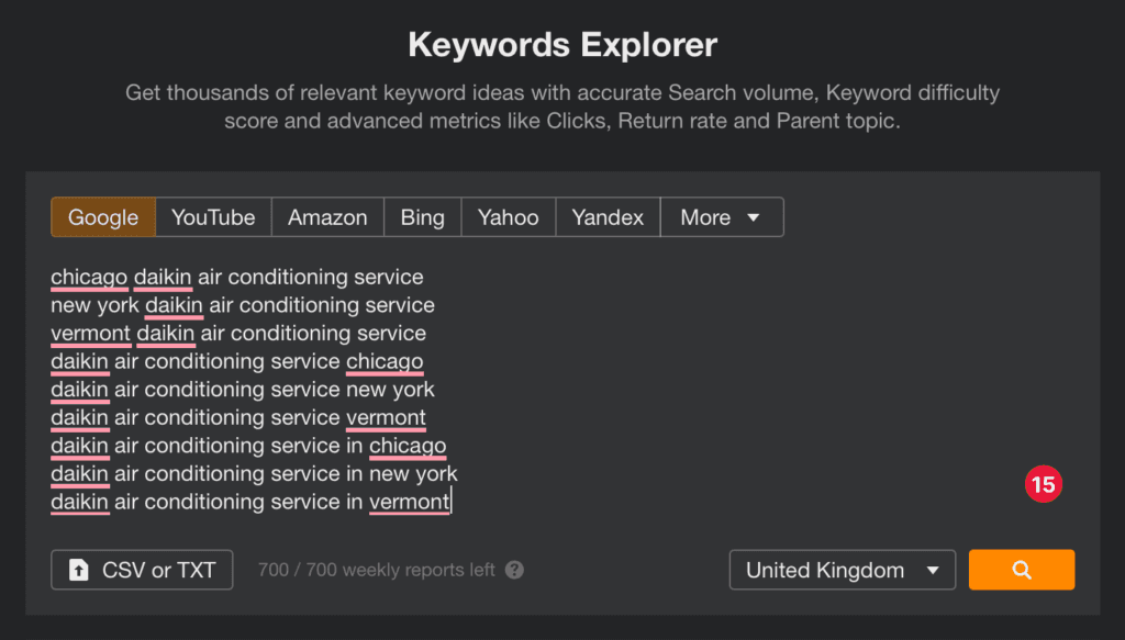Local seo, ahrefs keword explorer