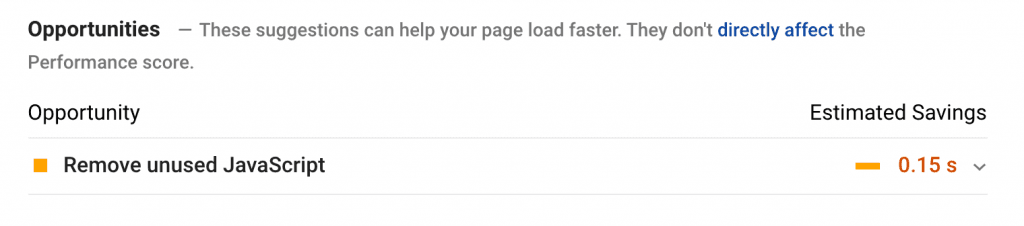 Screenshot showing how improvements are provided in the Core Web Vitals report.