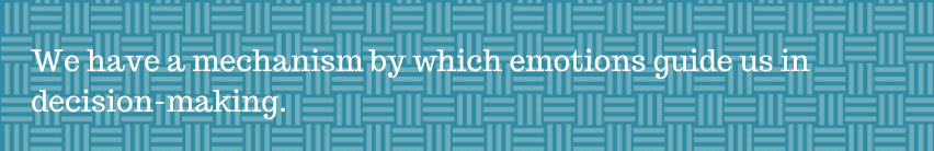 We have a mechanism by which emotions guide us in decision-making