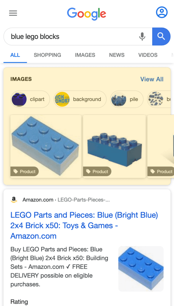 Image Pack search result on a mobile device